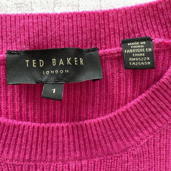 Ted Baker Bobbe London Peplum Sweater Pink Flared Top Cashmere Blend Womens S - Picture 7 of 14